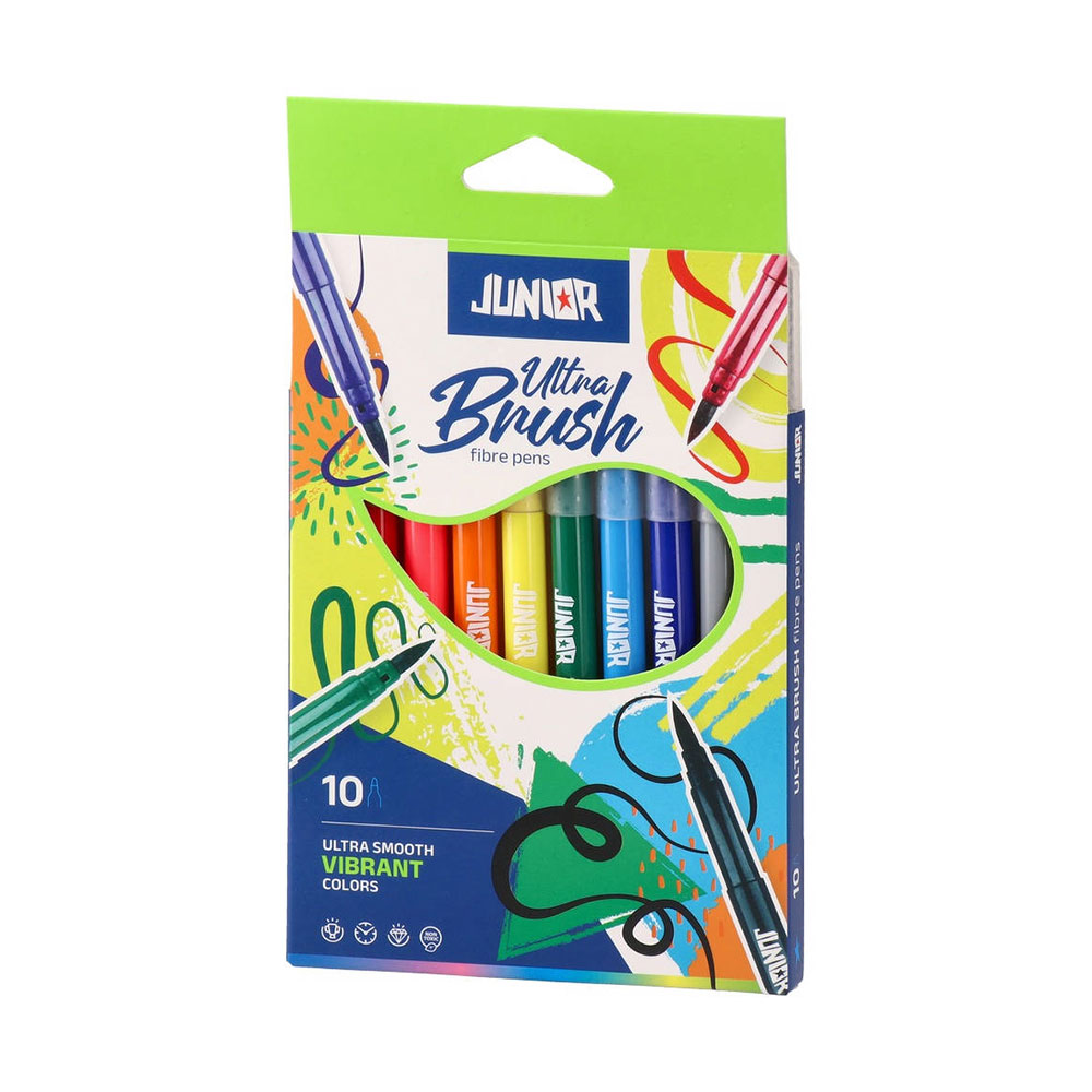 Флумастери Junior Ultra Brush, с четка, 10 цвята