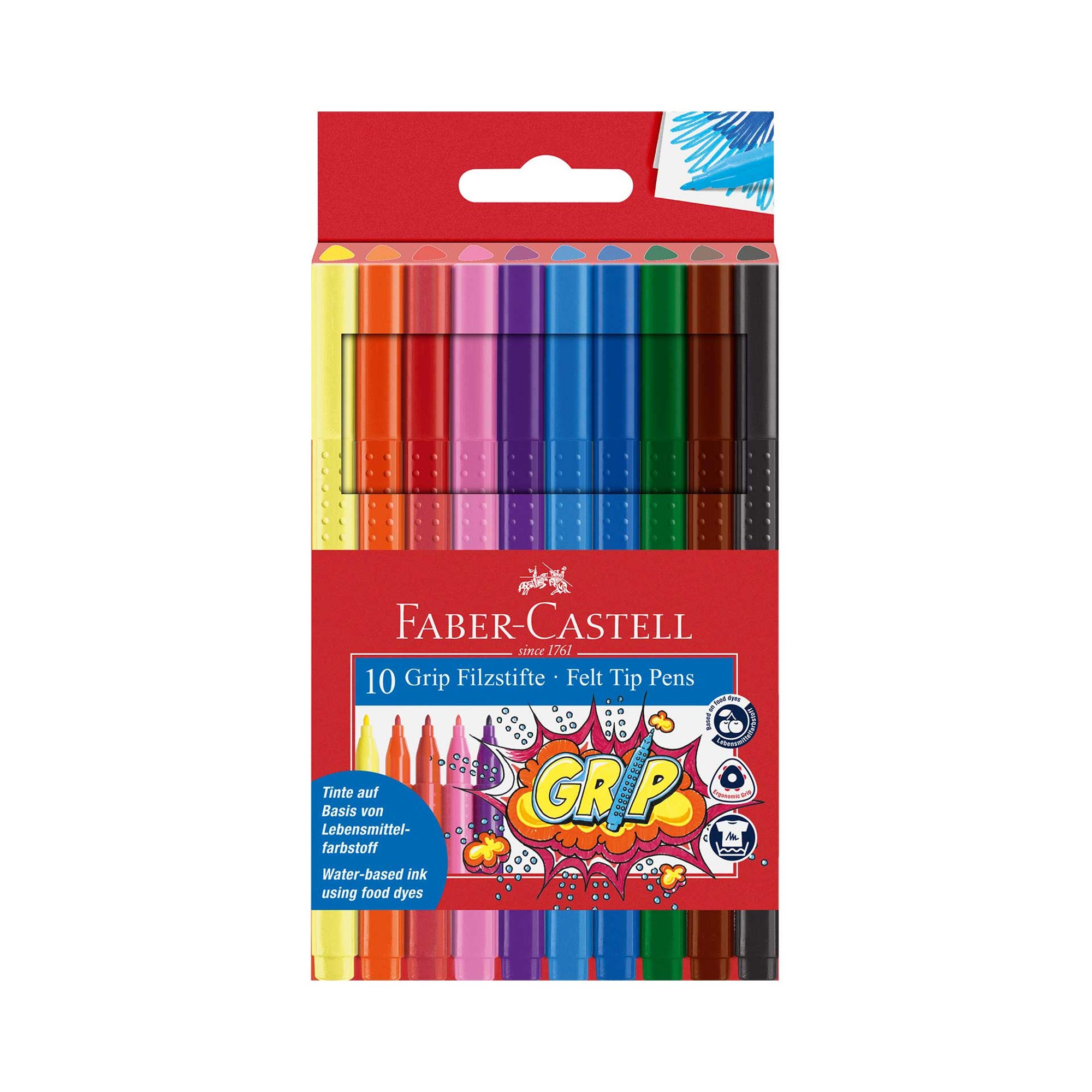 Faber-Castell Флумастери Grip, 10 цвята