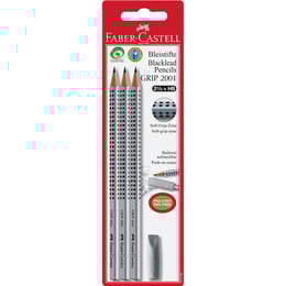 Faber-Castell Молив Grip 2001, чернографитен, HB, с гума-капачка, 3 броя
