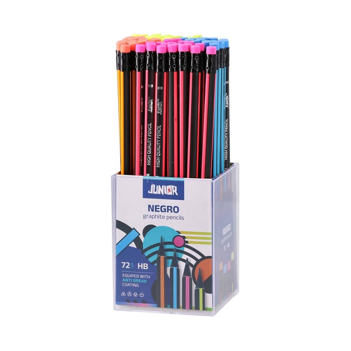 Молив Junior Negro, HB, с гума, асорти