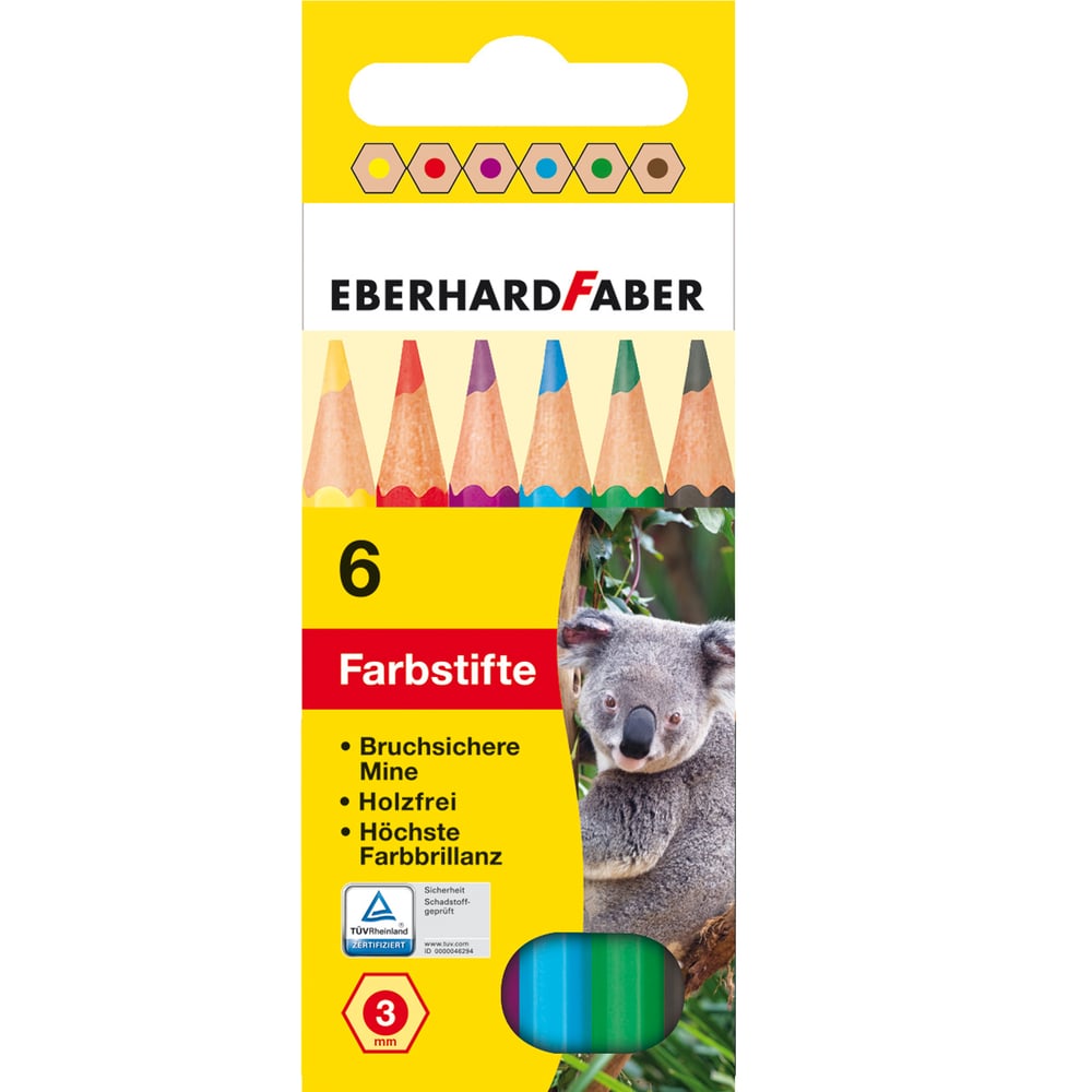 Eberhard Faber Цветни моливи, 6 цвята, къси