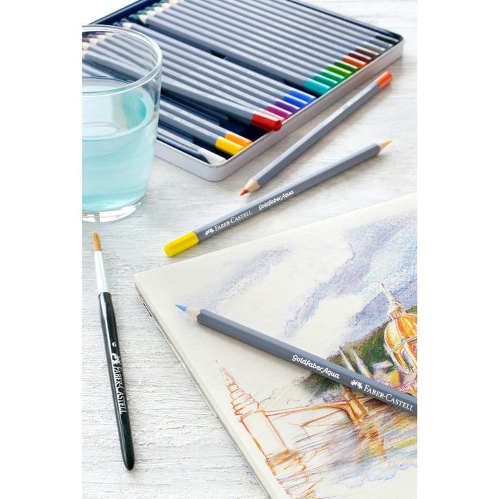 Faber-Castell Акварелни моливи Goldfaber Aqua, 48 цвята, в метална кутия