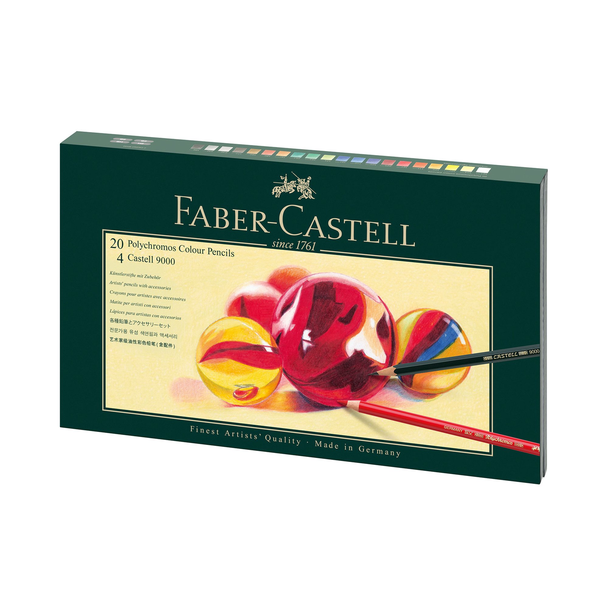 Faber-Castell Моливи Polychromos, 20 цвята, с 4 молива 9000