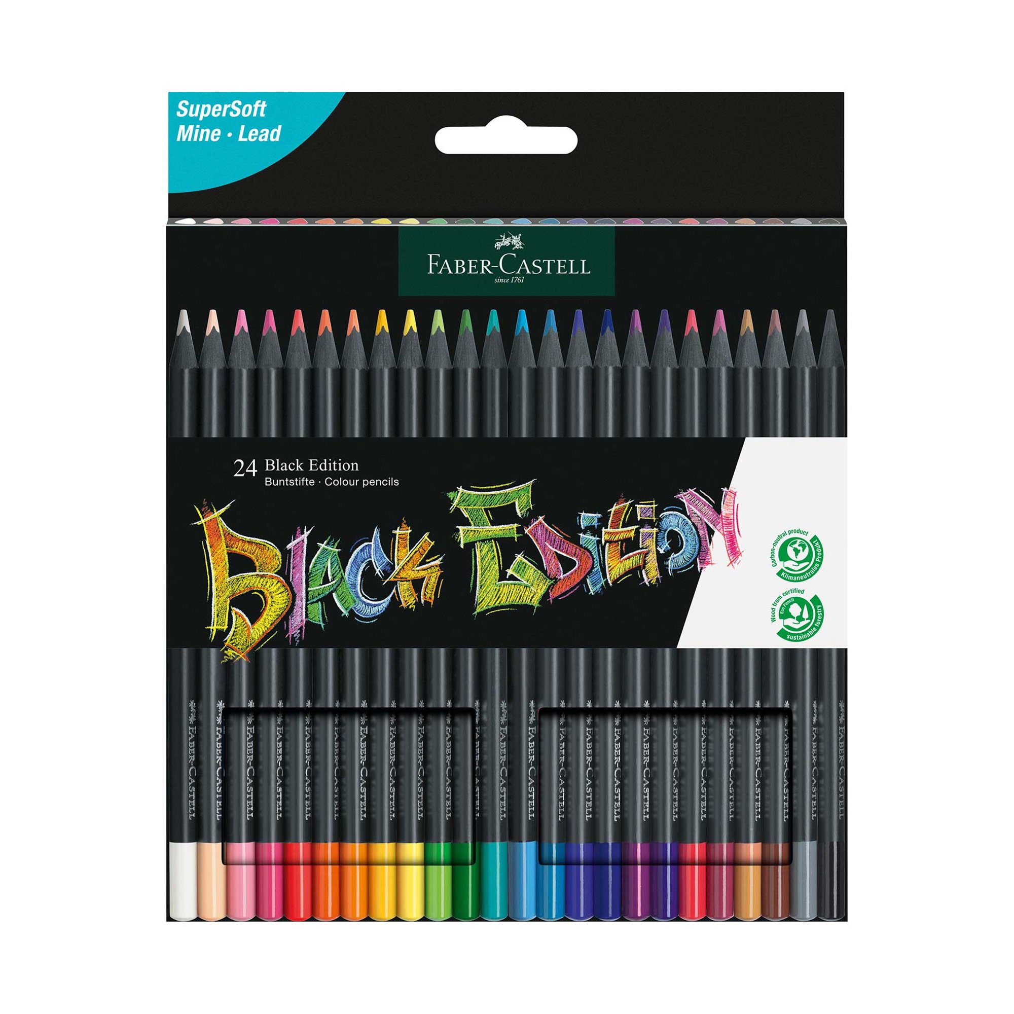 Faber-Castell Цветни моливи Black Edition, 24 цвята