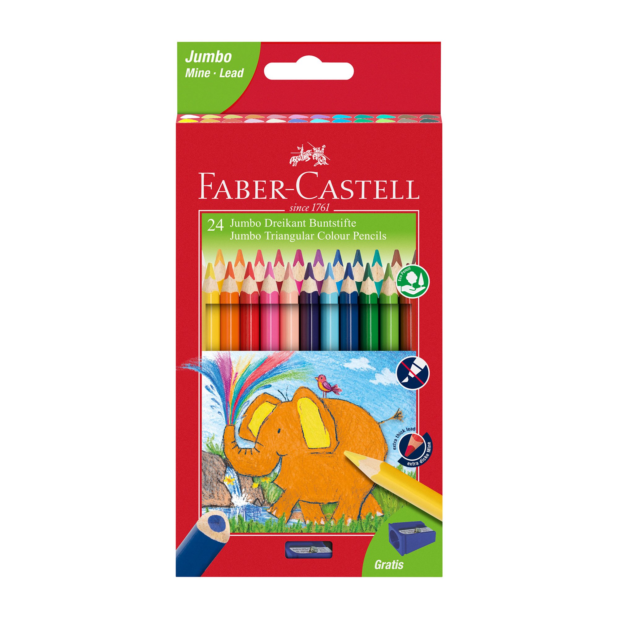 Faber-Castell Моливи Triangular Jumbo, 24 цвята