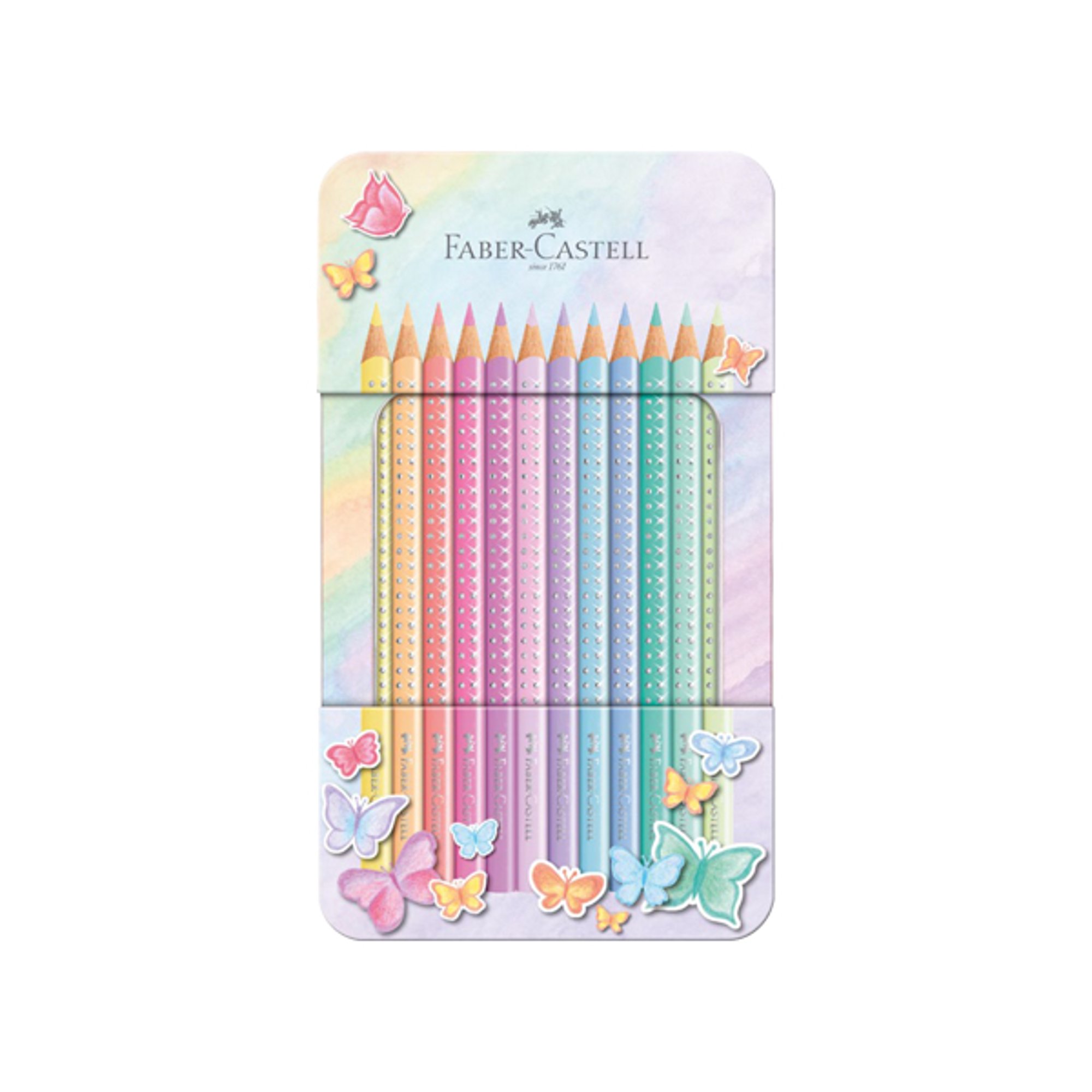 Faber-Castell Моливи Sparkle, 12 пастелни цвята, в метална кутия