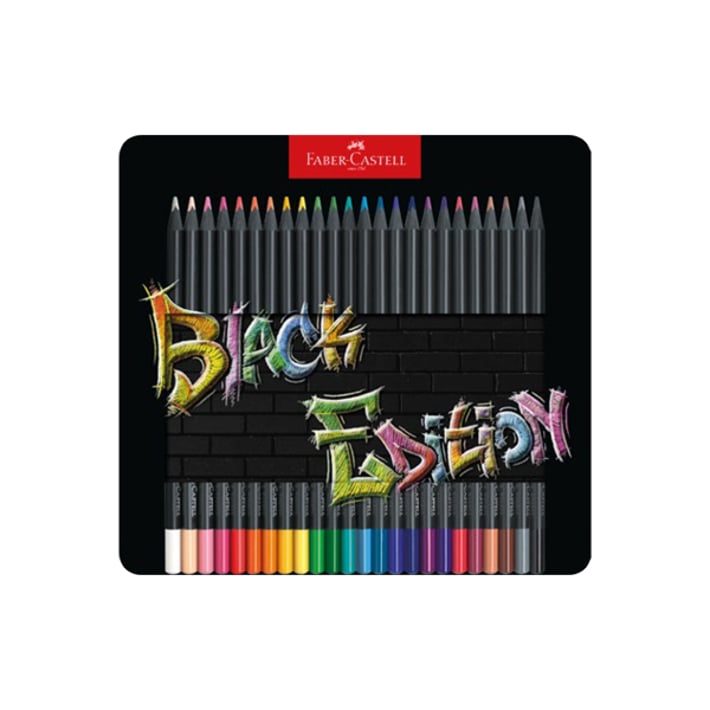 Faber-Castell Моливи Black Edition, 24 цвята, в метална кутия