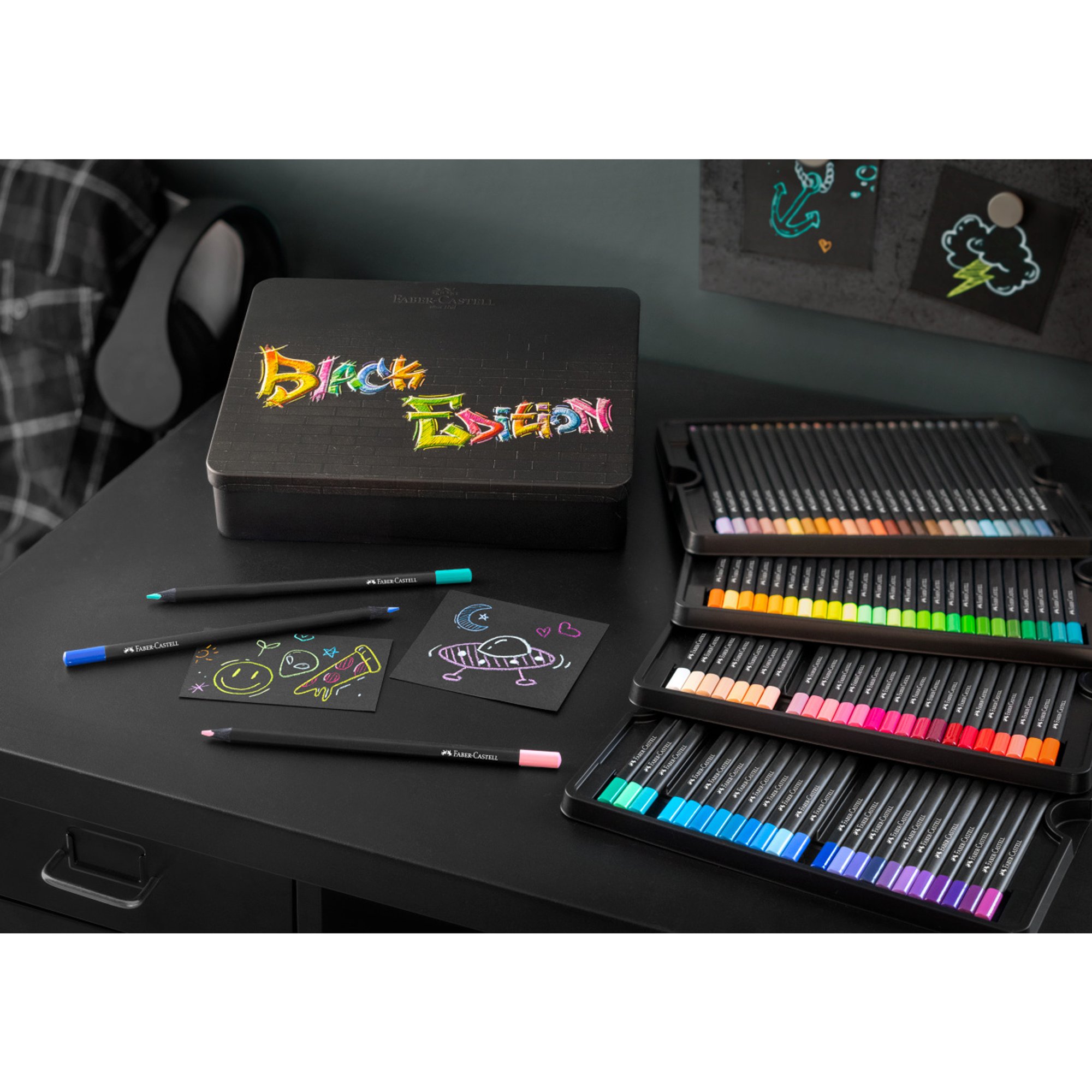 Faber-Castell Моливи Black Edition, 100 цвята, в метална кутия