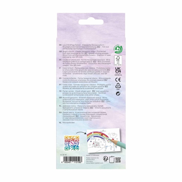 Faber-Castell Цветни моливи Еднорог, 10 стандартни и 3 пастелни цвята