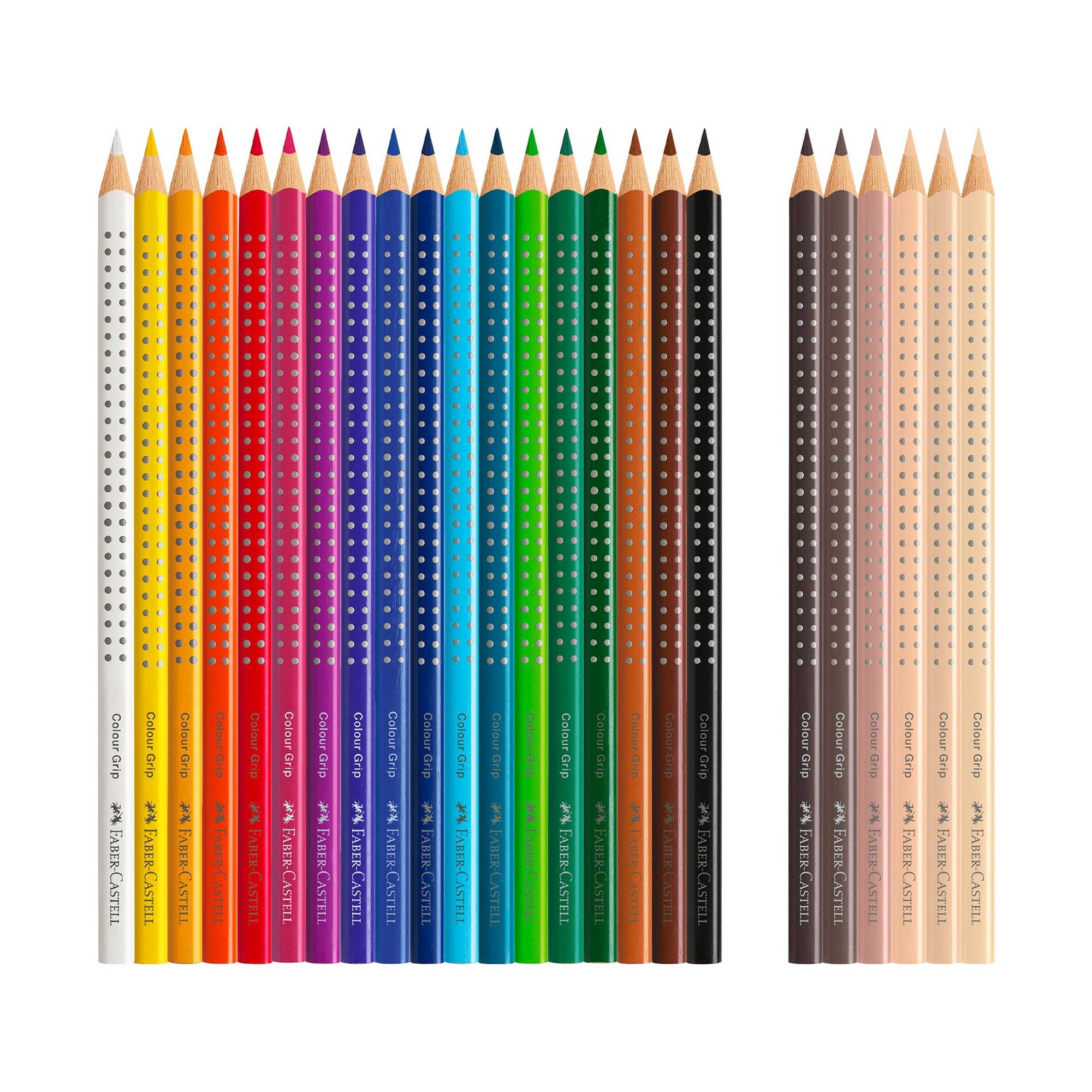 Faber-Castell Цветни моливи Grip 2001 - Skintones, 18+6 цвята