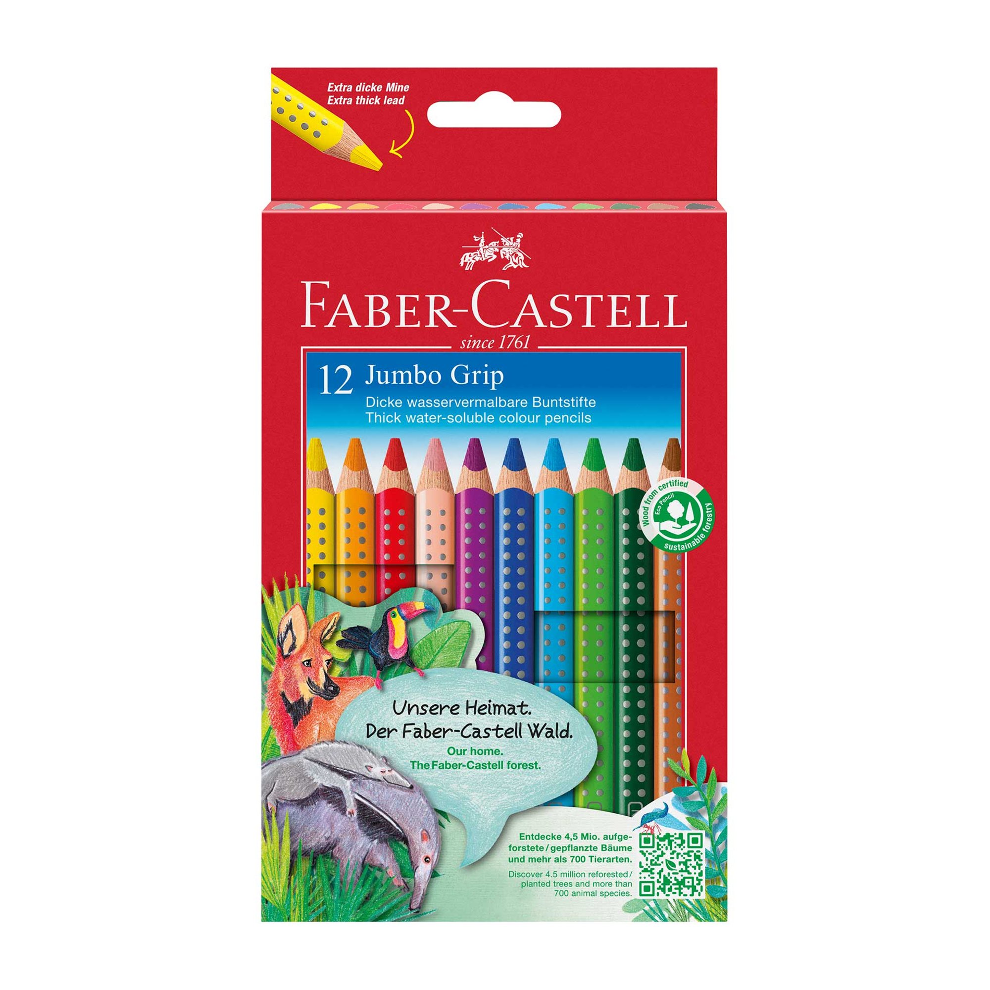 Faber-Castell Цветни моливи Jumbo Grip, 12 цвята