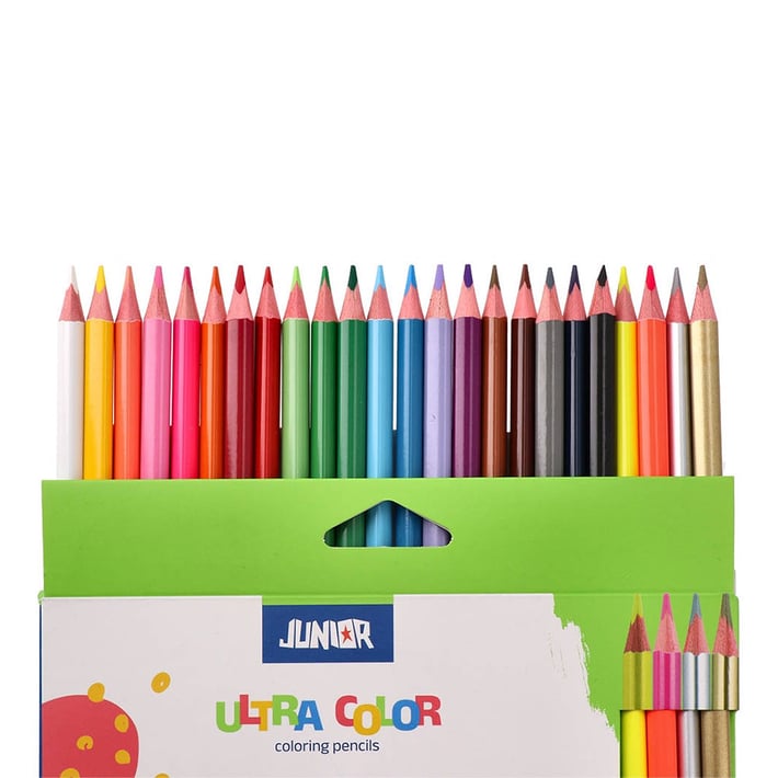 Цветни моливи Junior Ultra Color, триъгълни, 20 стандартни и 4 металикови цвята
