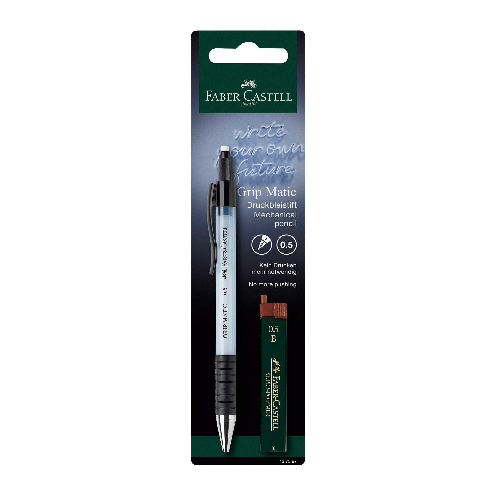 Faber-Castell Автоматичен молив Grip Matic 1375, 0.5 mm, с мини графити, в блистер