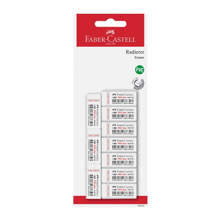 Faber-Castell Гума 7086-30, бяла, 10 броя, в блистер