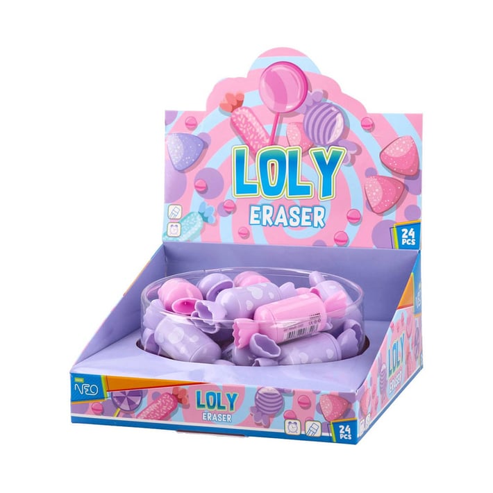 Гума за молив Sazio Loly, бонбон, с капачка, асорти