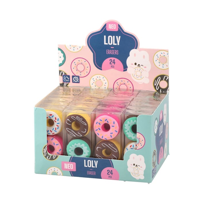 Гума за молив Sazio Loly, донъти, 2 броя, асорти