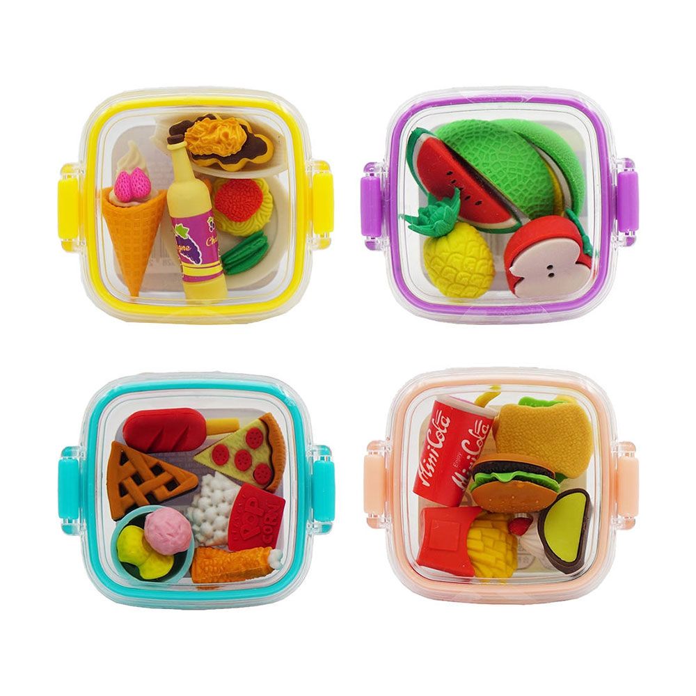 Гуми за молив Sazio Pixi Box, храна, в кутийка, асорти, 1 брой