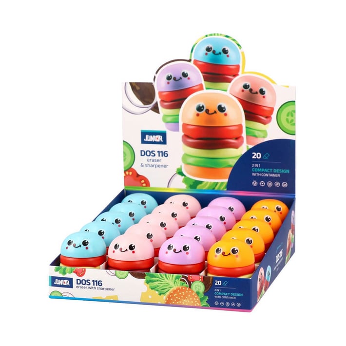 Острилка Junior Dos 116, бургер, с гума, асорти