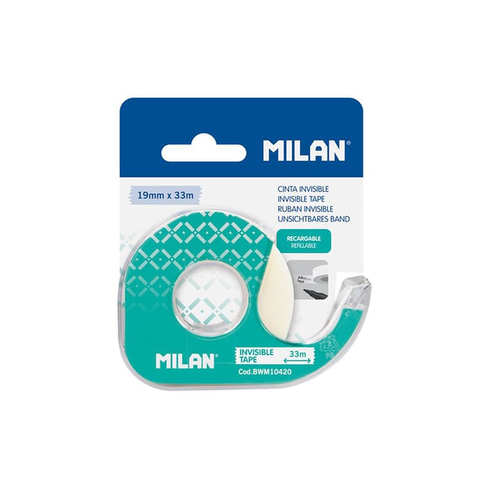 Milan Тиксо, 19 mm x 33 m, с диспенсър, невидимо