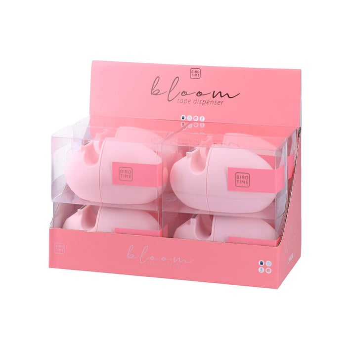 Диспенсър за тиксо Biro Time Peridom, гумиран, розов