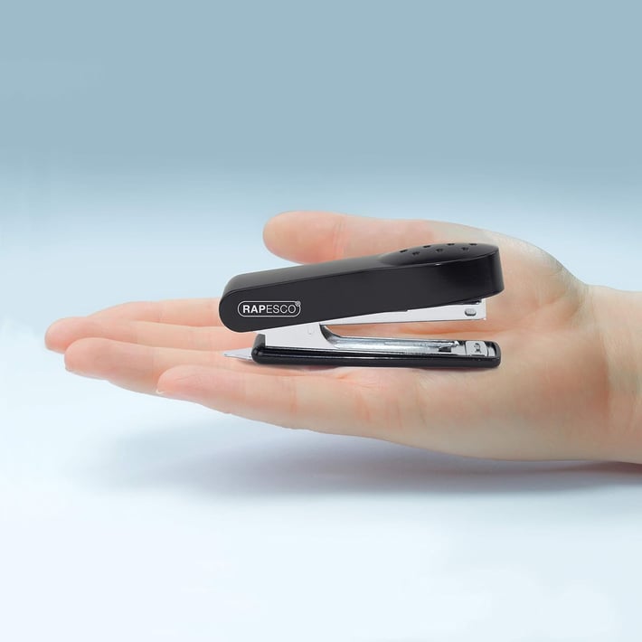 Rapesco Телбод, мини, 10/4, за 12 листа, черен, с включени 1000 телчета