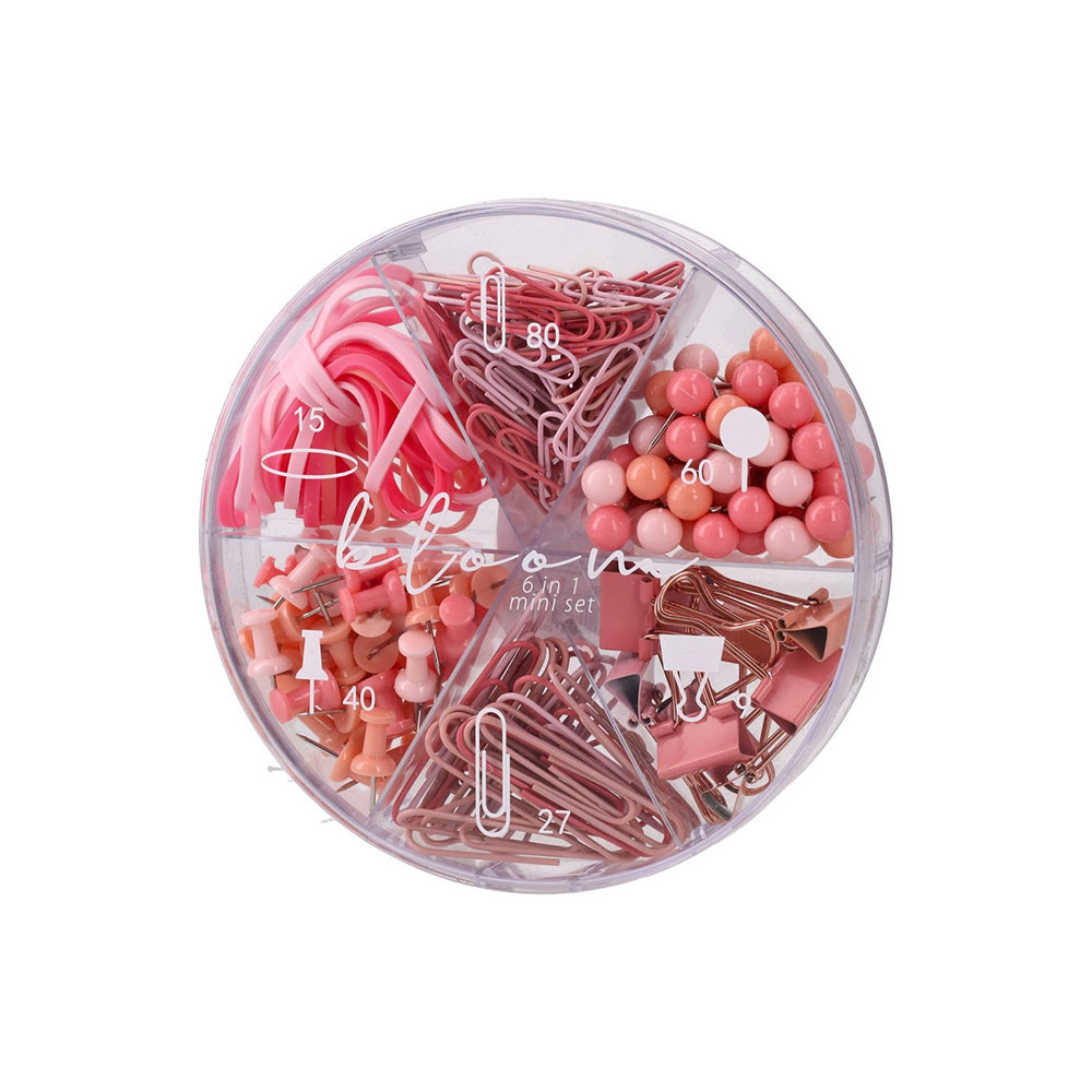 Комплект дребни канцеларски материали Biro Time Spinel, розови