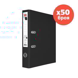 Top Office Класьор, 5 cm, PP, несглобен, черен, 50 броя