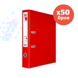 Top Office Класьор, 5 cm, PP, несглобен, червен, 50 броя