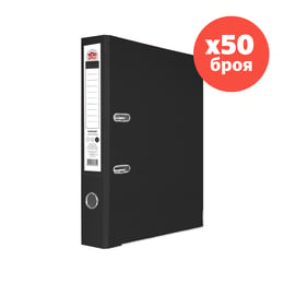 Top Office Класьор, 5 cm, PP, с метален кант, несглобен, черен, 50 броя