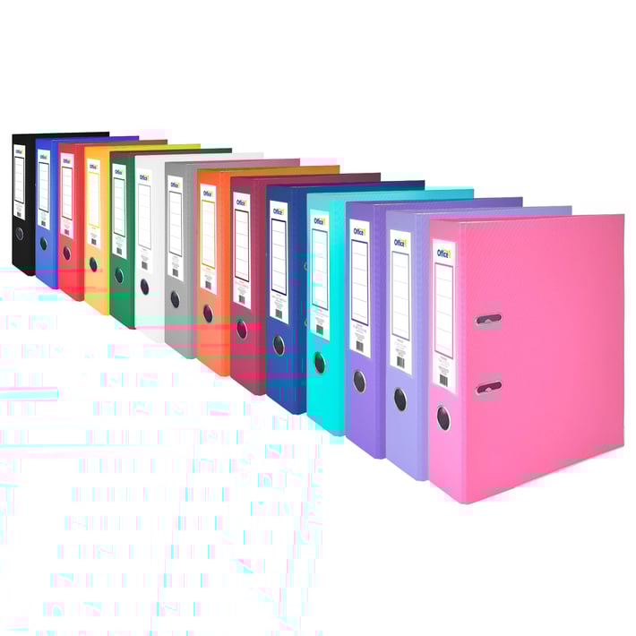 Office 1 Класьор, 8 cm, PP, с метален кант, несглобен, жълт, 50 броя