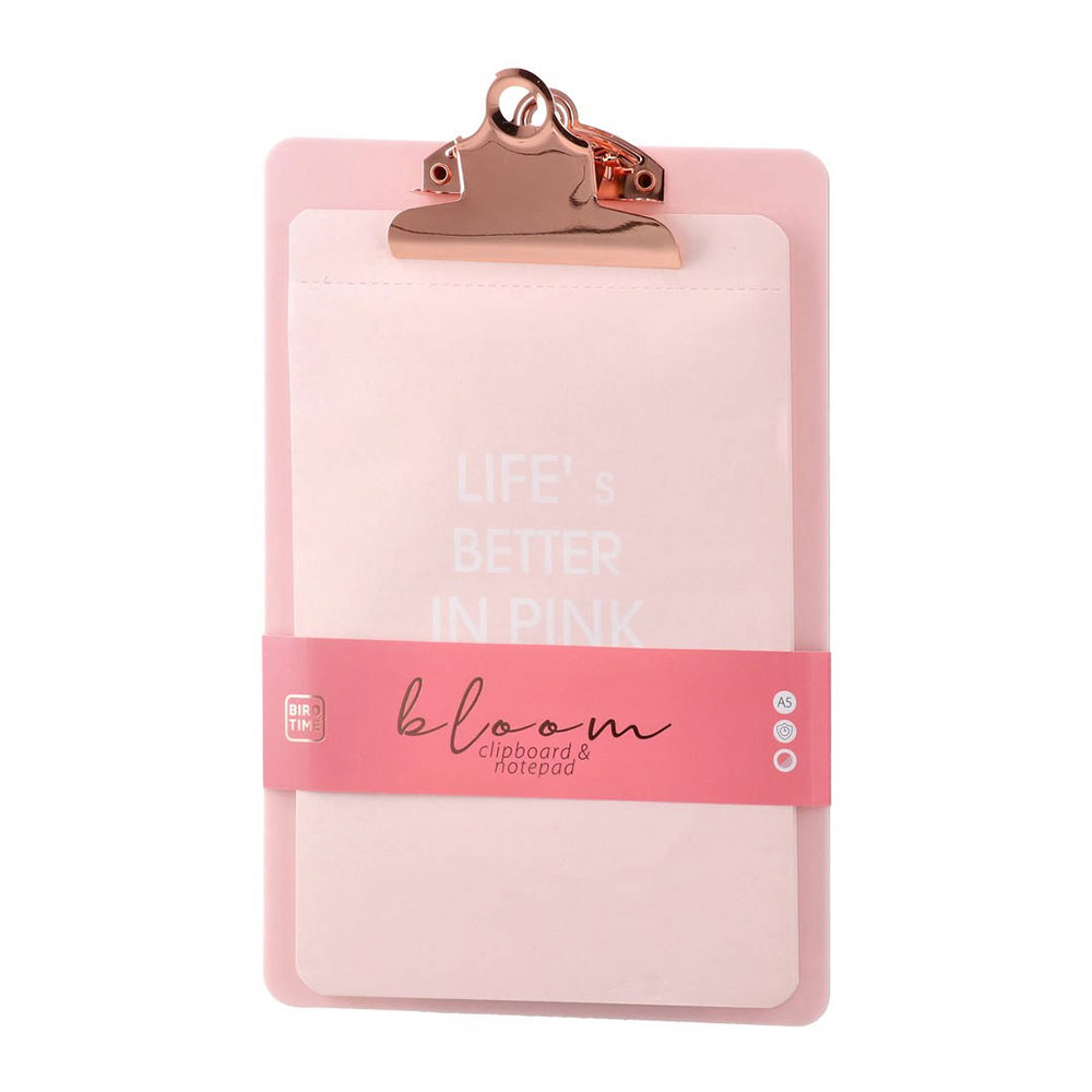 Клипборд Biro Time Moonstone, А5, с пад за писане, розов