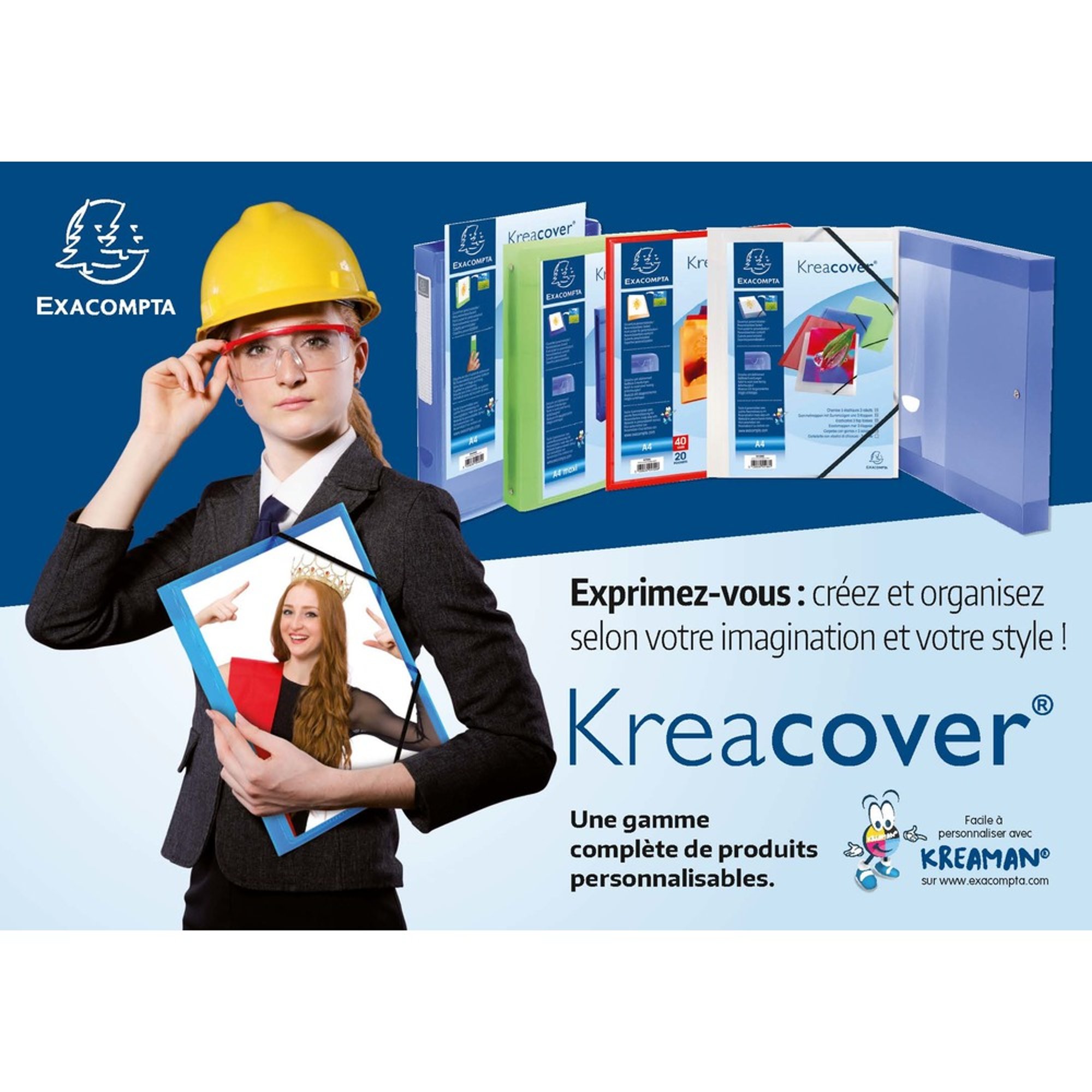 Exacompta Папка Keracover, PP, с 3 капака и ластик, бяла