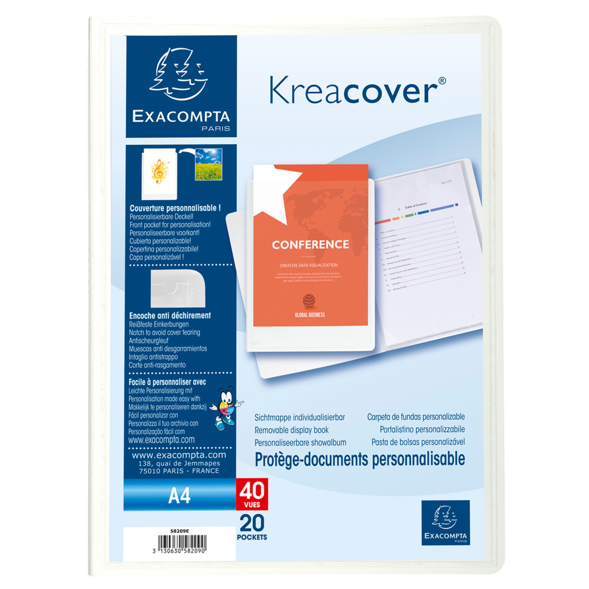 Exacompta Папка Keracover, PP, с 20 джоба, бяла