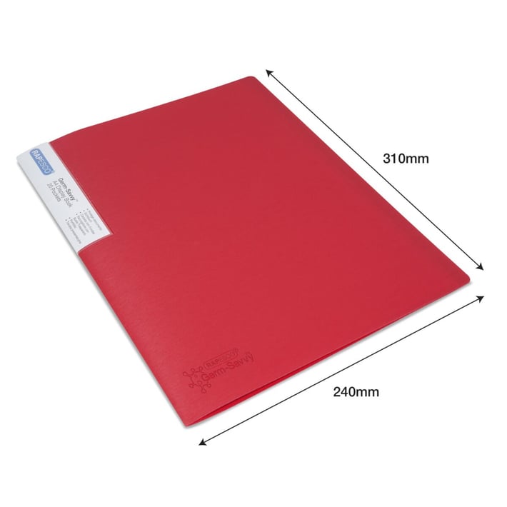 Rapesco Папка Germ-Savvy, PP, с 20 джоба, червена, 2 броя