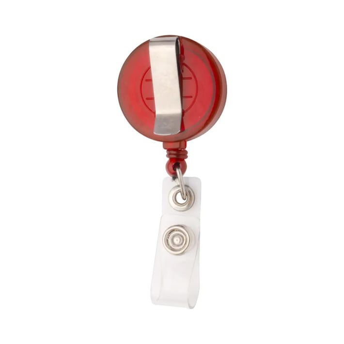 Cool Ретрактор Slope, ролетен държач за бадж, с клипс, кръгъл, прозрачно-червен