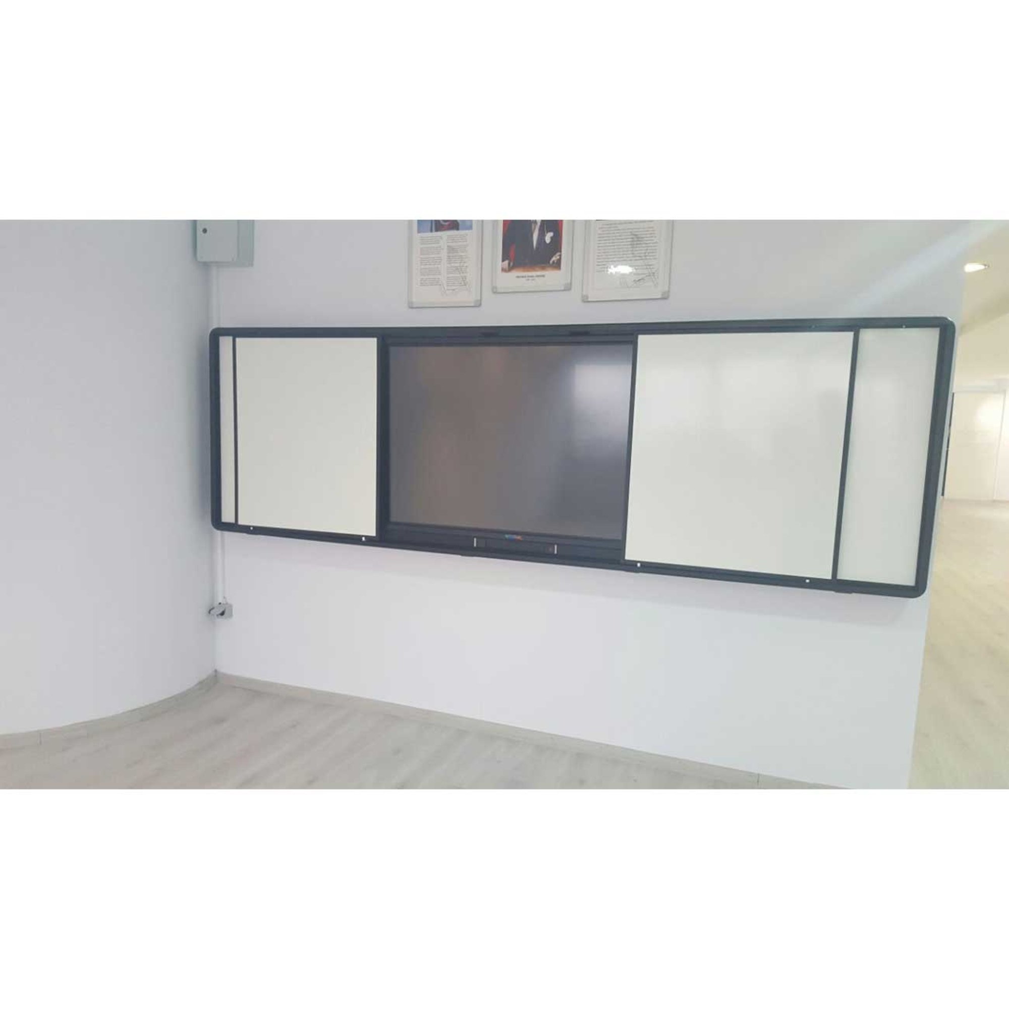 Office 1 Бяла дъска Double Sliding, керамична, за дисплей 65''