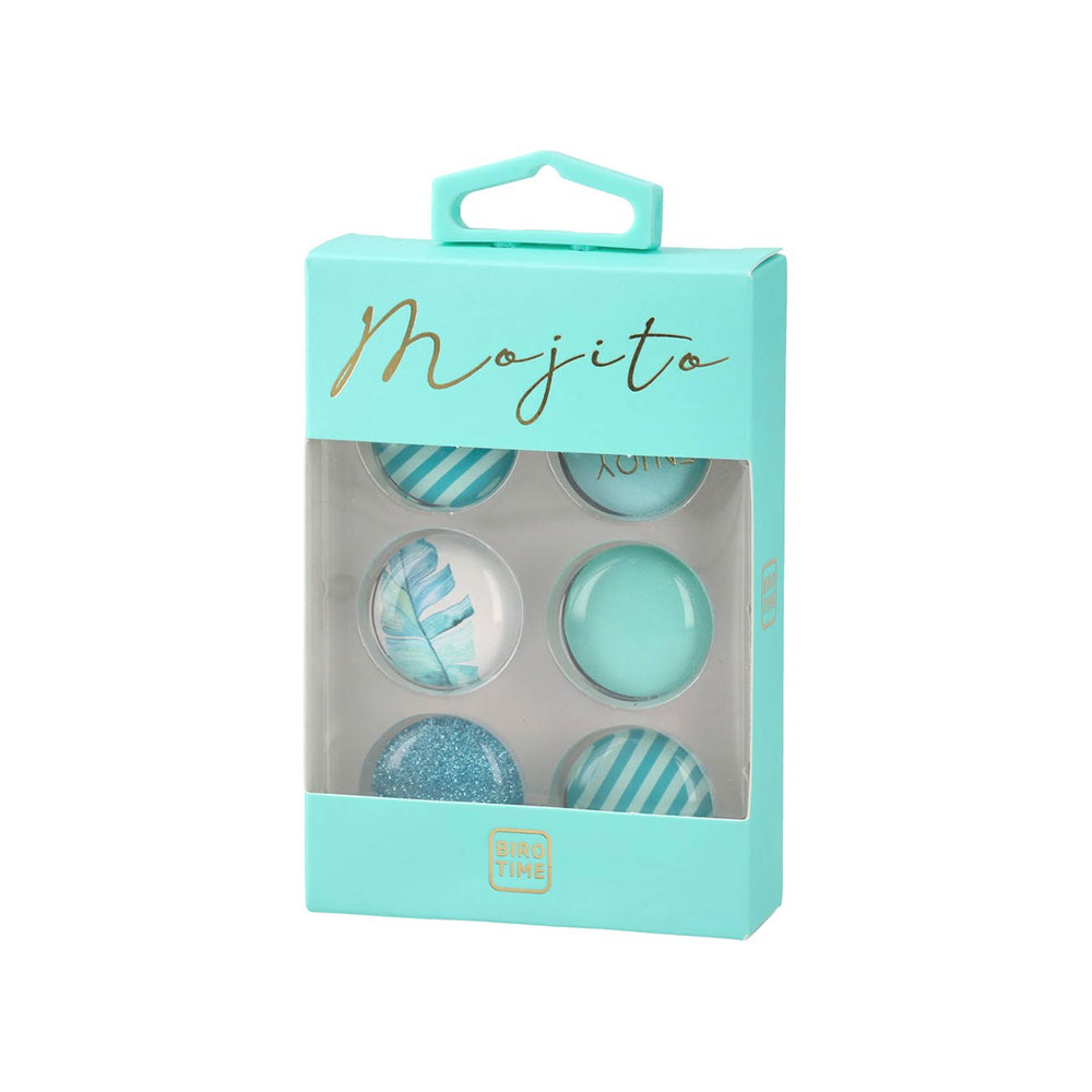 Магнити Biro Time Agate, за бяла дъска, мента, 6 броя