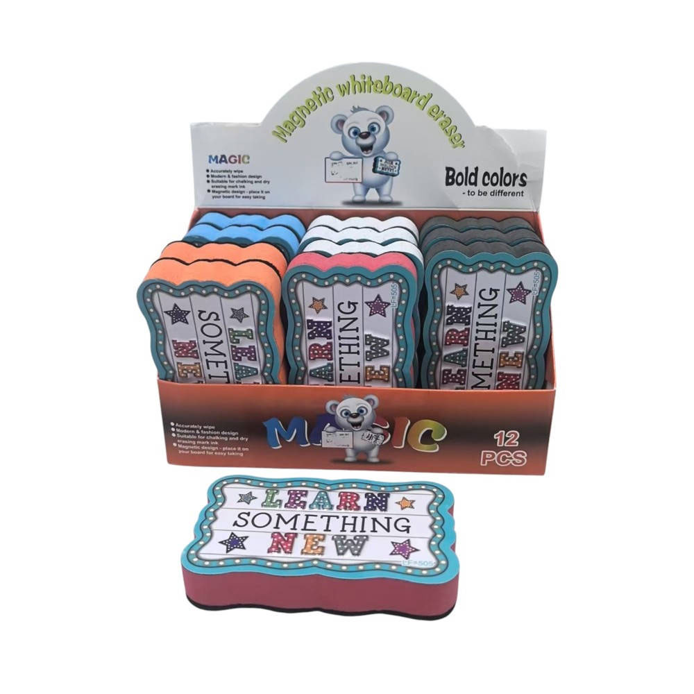 Гъба за почистване на бяла дъска Biro Time Tuffy, Learn something new, асорти, 1 брой