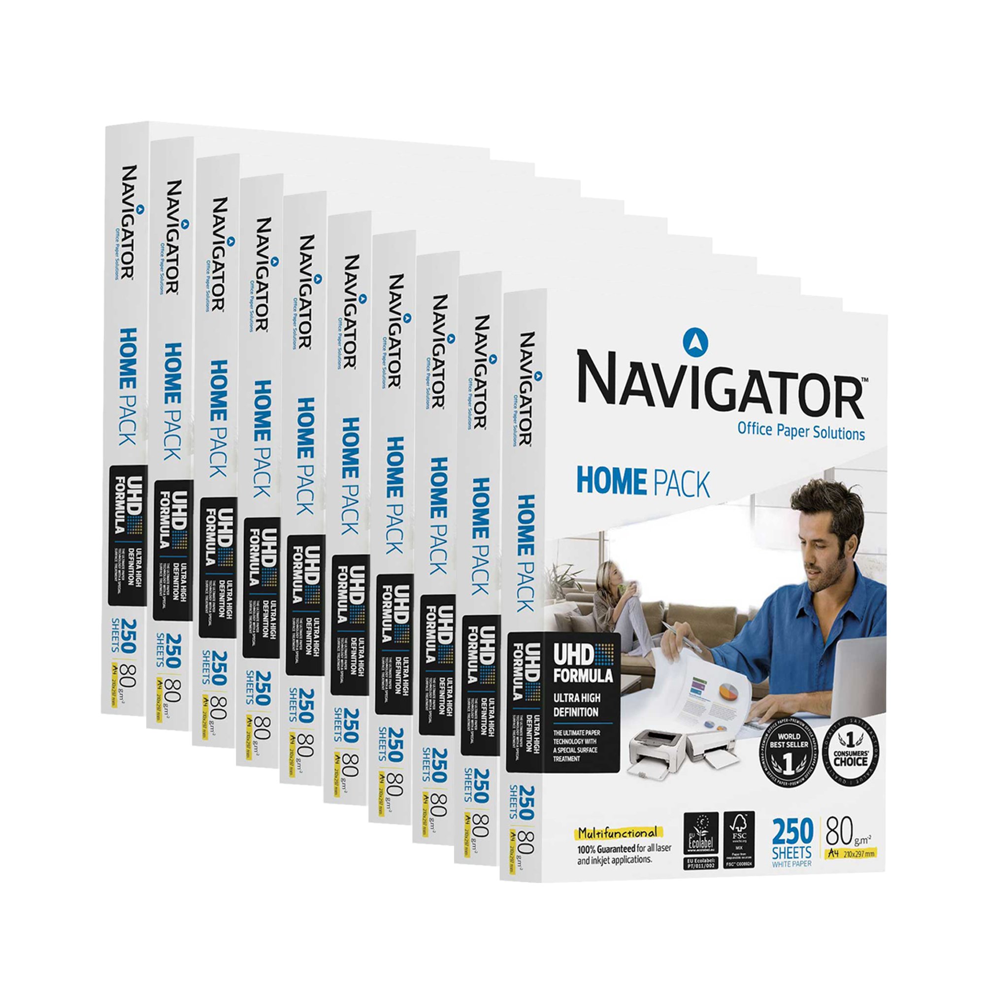 Navigator Копирна хартия Home Pack, А4, 80 g/m2, 250 листа, 10 пакета