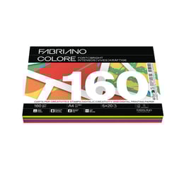 Fabriano Копирна хартия Colore, A4, 160 g/m2, асорти, 5 цвята х 20 листа
