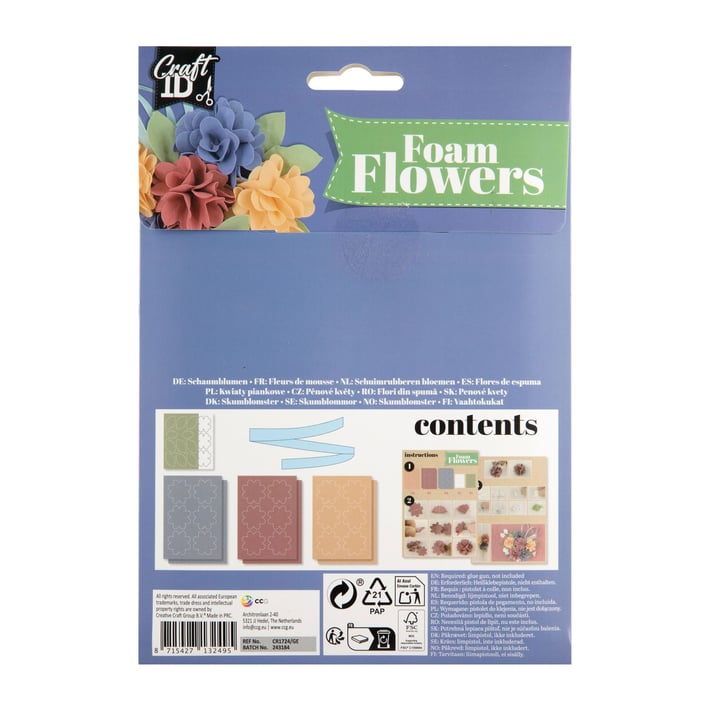 Craft ID Направи си цветя от хартия от пяна, сини