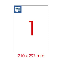 Tanex Самозалепващи етикети, A4, 210 х 297 mm, полиестерни, бели, 25 листа