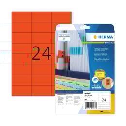 Herma Самозалепващи етикети, A4, 70 х 37 mm, червени, 24 броя, 20 листа