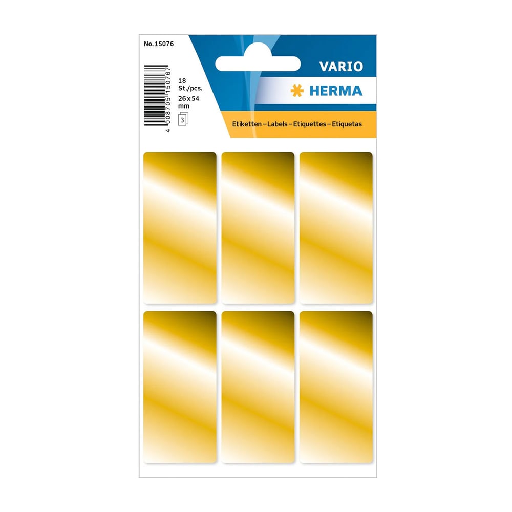 Herma Самозалепващи се етикети, 26 х 54 mm, златисти, 18 броя в опаковка