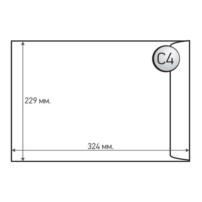Top Office Плик, C4, 229 x 324 mm, хартиен, със самозалепваща лента, бял, 250 броя