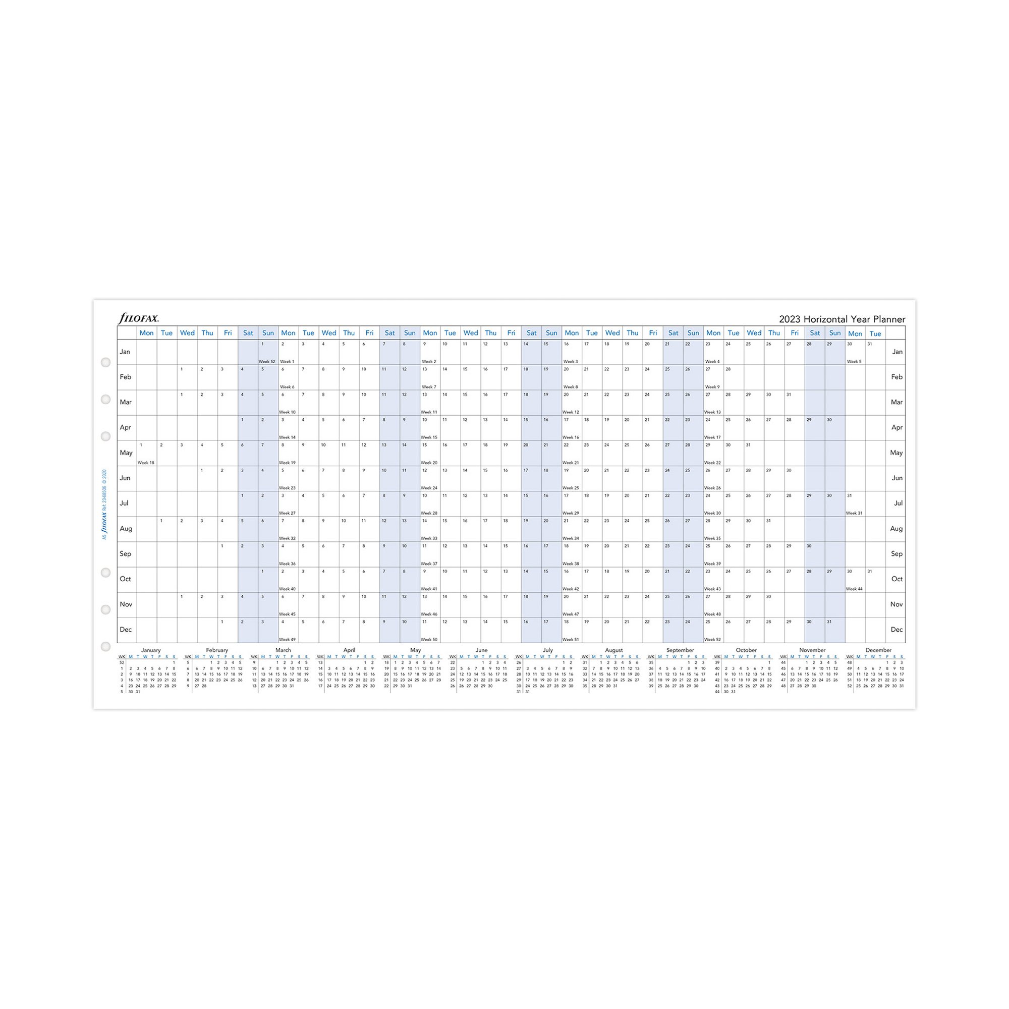 Filofax Планер за органайзер, хоризонтален, за 2023 година