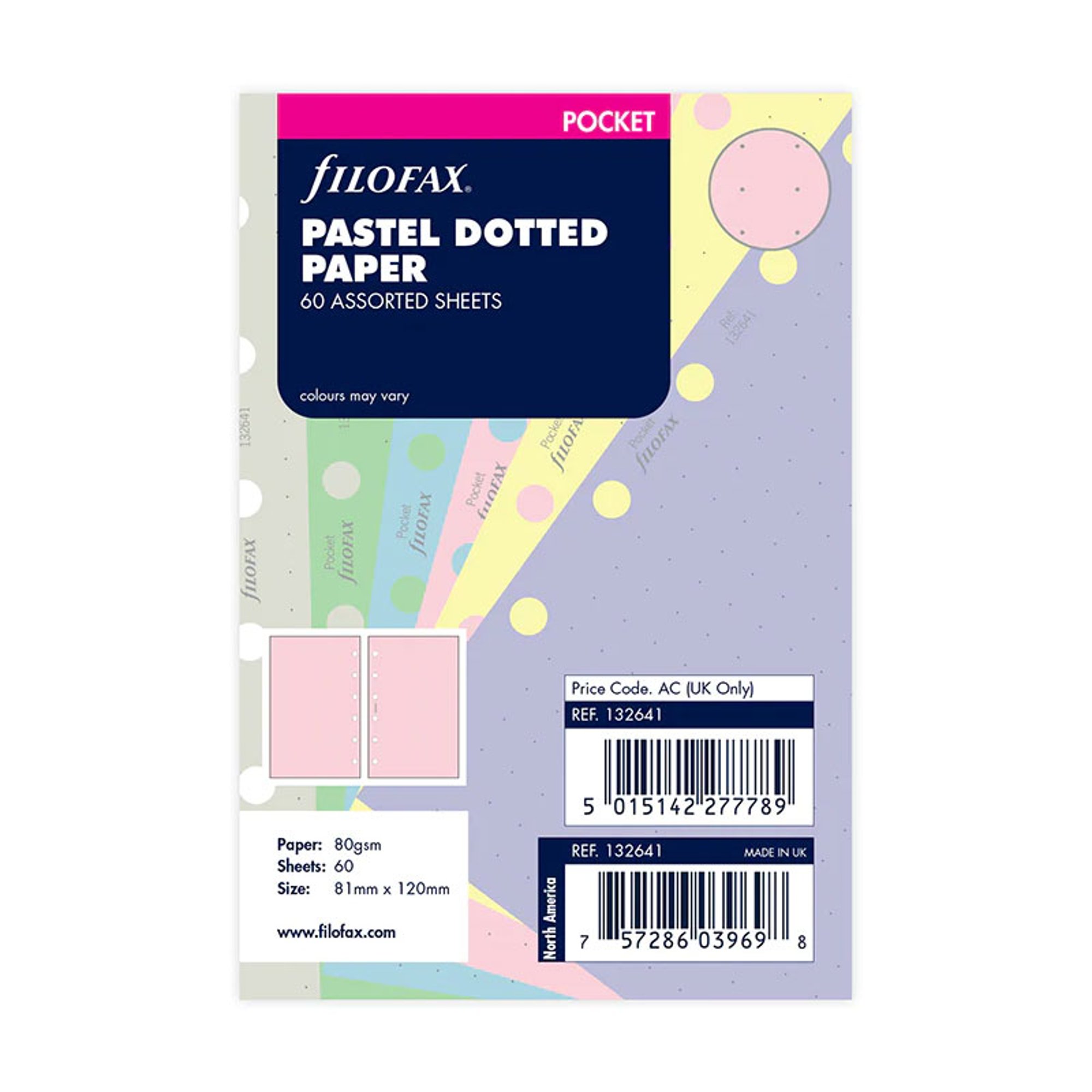 Filofax Пълнител за органайзер Pastel Pocket, на точки, цветен