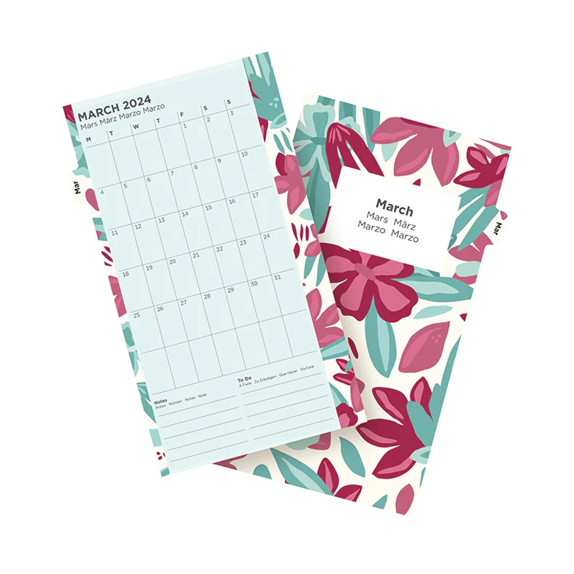 Filofax Пълнител за органайзер Floral Personal, за 2024 година, 1 седмица на 2 страници