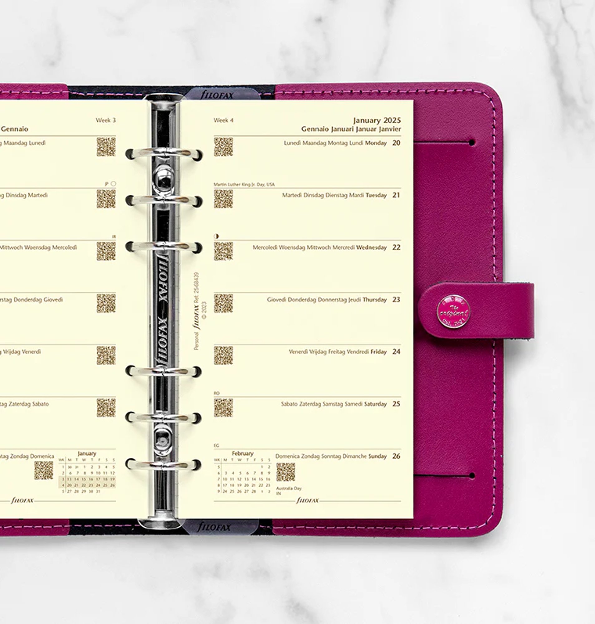 Filofax Пълнител за органайзер Classic, Personal, кремава хартия, за 2025 година, 1 седмица на страница