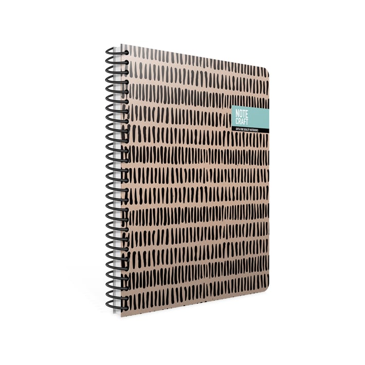 Gipta Тетрадка Notecraft, 17 х 24 cm, кремава хартия, широки редове, твърда корица, със спирала, 120 листа